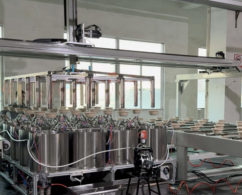 Γραμμή Αυτόματης Επίστρωσης περιστροφής Υψηλής Ακρίβειας για Ομοιόμορφη Εσωτερική Επίστρωση Προϊόντων Χύτευσης από Πολτό