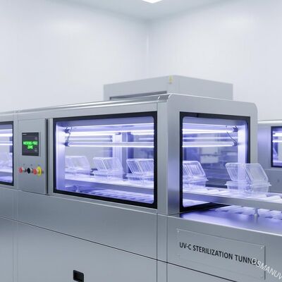 Ενδογραμμική σήραγγα UV-C για την υψηλής ταχύτητας αποστείρωση διαφανών συσκευασιών τροφίμων