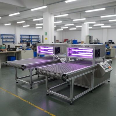 Two Lamp Uv Curing Conveyor Systems 6.8KW Total Power Air Cooling