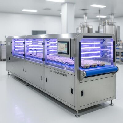 High-Speed UV Light Sterilization Tunnel for Food-Grade Pulp Molded Packaging - Conveyorized Inline System